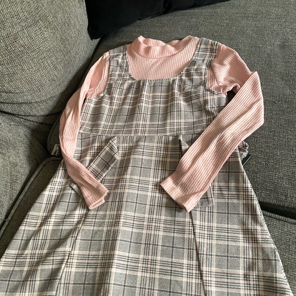 Plaid Gray and Pink Kids Dress